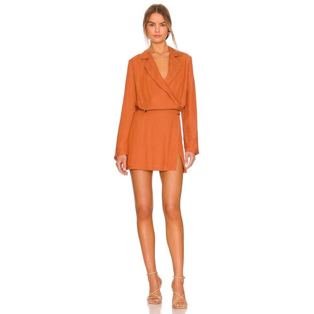 Free People Simone Wrap Dress size Large in Cinnaber V Neck Relaxed Boho